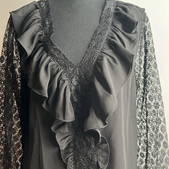 New York & Company  Elegant Black Lace Blouse - Picture 3 of 5